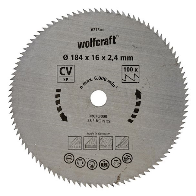 Wolfcraft kružna testera za ručne cirkulare CV ø184x16x2.4mm 6273000 Wolfcraft kružna testera za ručne cirkulare CV ø184x16x2.4mm 6273000